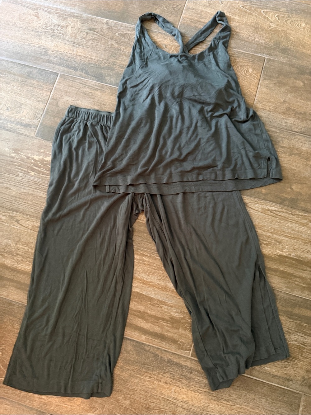 Soma Charcoal Gray Sleeveless Pajama Tank & Wide-Leg Pants Set